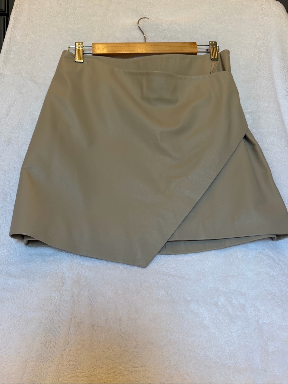 Cuyana Mini Skirt in Taupe Wrap Style
